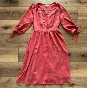 Super cute Rust Red midi dress! Perfect for photos